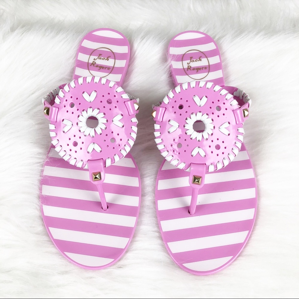 Jack Rogers Pink & White Georgica Resort Sandals - Picture 2 of 6